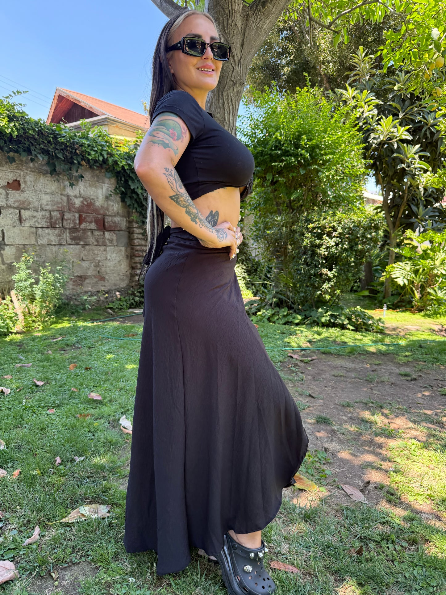 Maxi Falda Ajustable - Negro Sofisticado