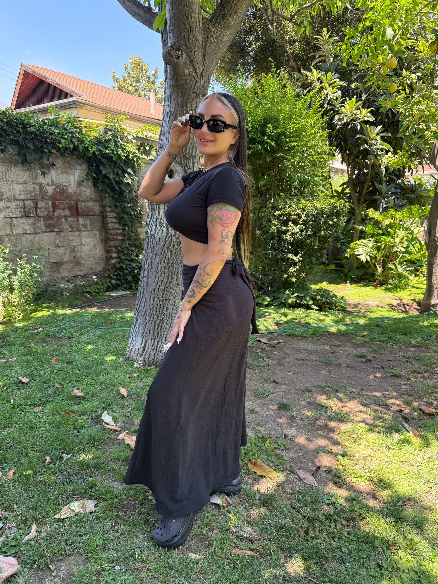 Maxi Falda Ajustable - Negro Sofisticado