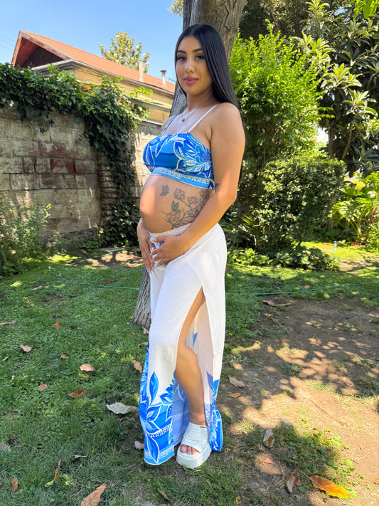 Conjunto HippieChic Blanco-Celeste