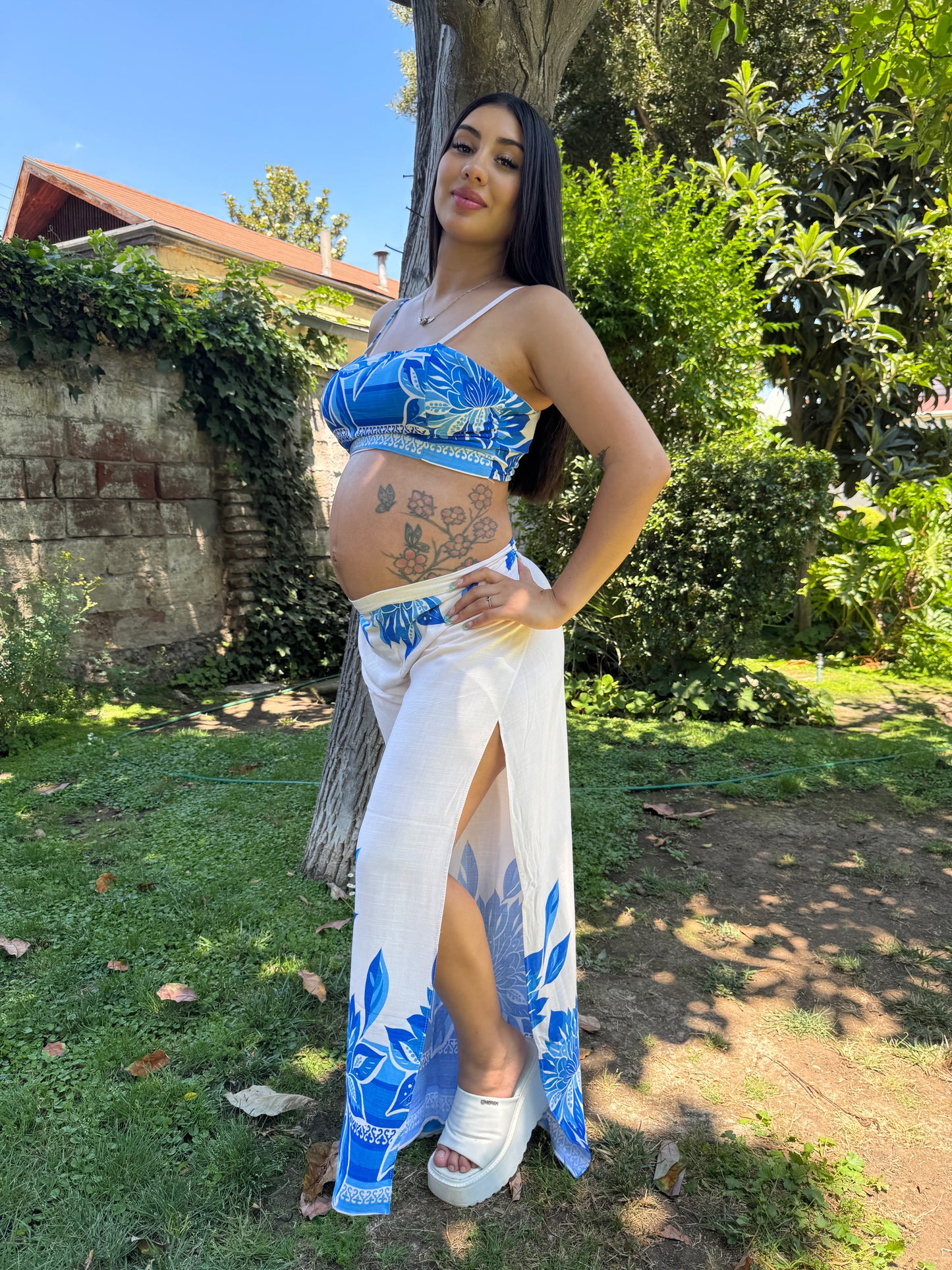 Conjunto HippieChic Blanco-Celeste